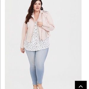 BLUSH SUEDE MOTO JACKET